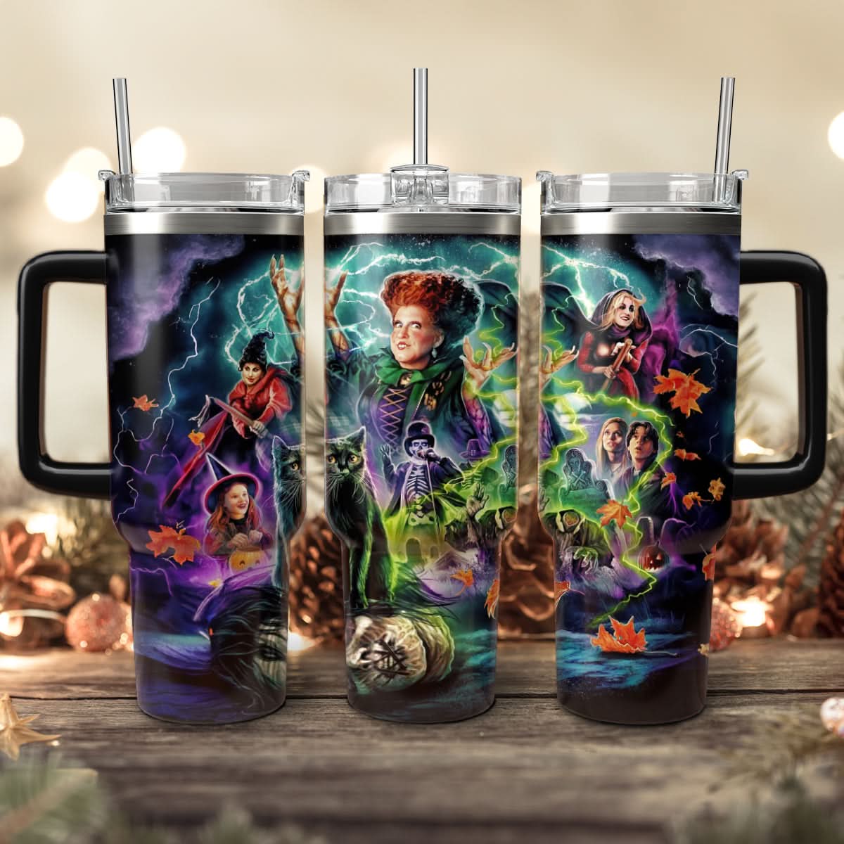 Hocus Pocus Movies Custom Stanley Quencher 40oz Stainless Steel Tumbler With Handle - Threewoofs