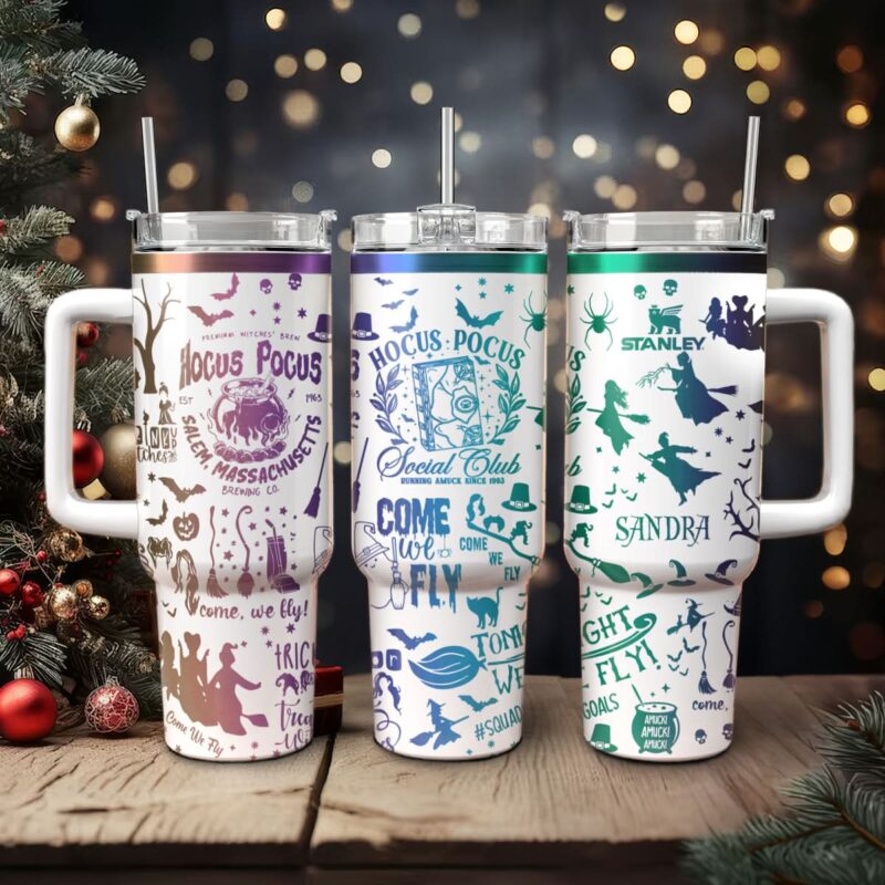 Hocus Pocus Movies Custom Stanley Quencher 40oz Stainless Steel Tumbler With Handle - Threewoofs