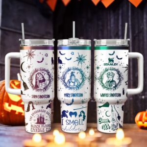 Hocus Pocus Movies Custom Stanley Quencher 40oz Stainless Steel Tumbler With Handle - Threewoofs