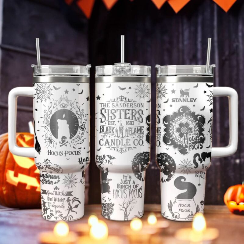 Hocus Pocus Movies Custom Stanley Quencher 40oz Stainless Steel Tumbler With Handle - Threewoofs