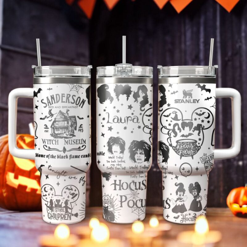 Hocus Pocus Movies Custom Stanley Quencher 40oz Stainless Steel Tumbler With Handle - Threewoofs