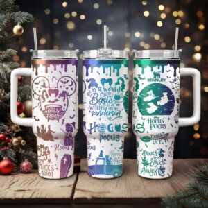 Hocus Pocus Movies Custom Stanley Quencher 40oz Stainless Steel Tumbler With Handle - Threewoofs