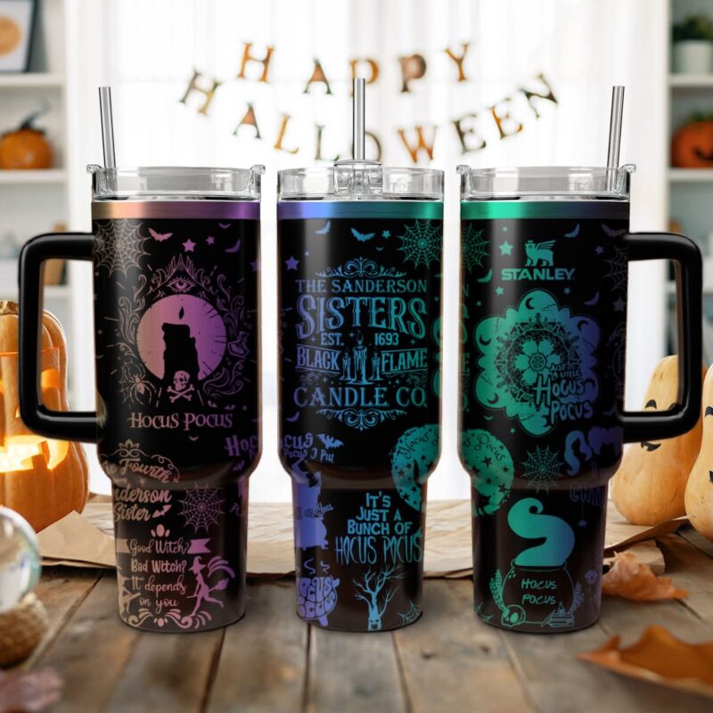 Hocus Pocus Movies Custom Stanley Quencher 40oz Stainless Steel Tumbler With Handle - Threewoofs
