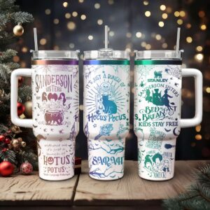 Hocus Pocus Movies Custom Stanley Quencher 40oz Stainless Steel Tumbler With Handle - Threewoofs