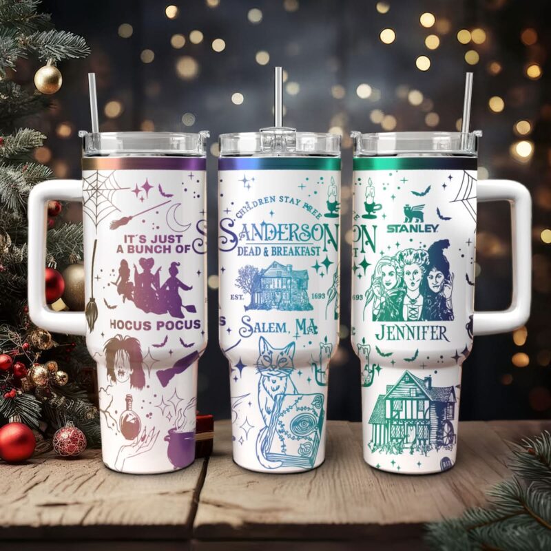Hocus Pocus Movies Custom Stanley Quencher 40oz Stainless Steel Tumbler With Handle - Threewoofs