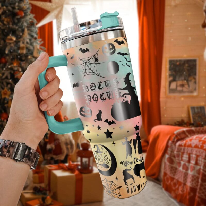 Hocus Pocus Movies Custom Stanley Quencher 40oz Stainless Steel Tumbler With Handle - Threewoofs