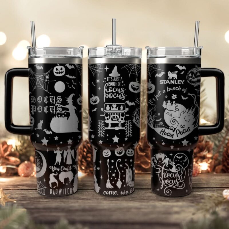 Hocus Pocus Movies Custom Stanley Quencher 40oz Stainless Steel Tumbler With Handle - Threewoofs