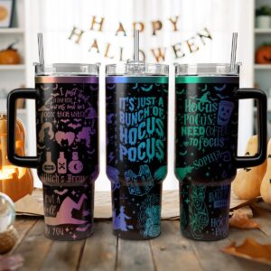 Hocus Pocus Movies Custom Stanley Quencher 40oz Stainless Steel Tumbler With Handle - Threewoofs