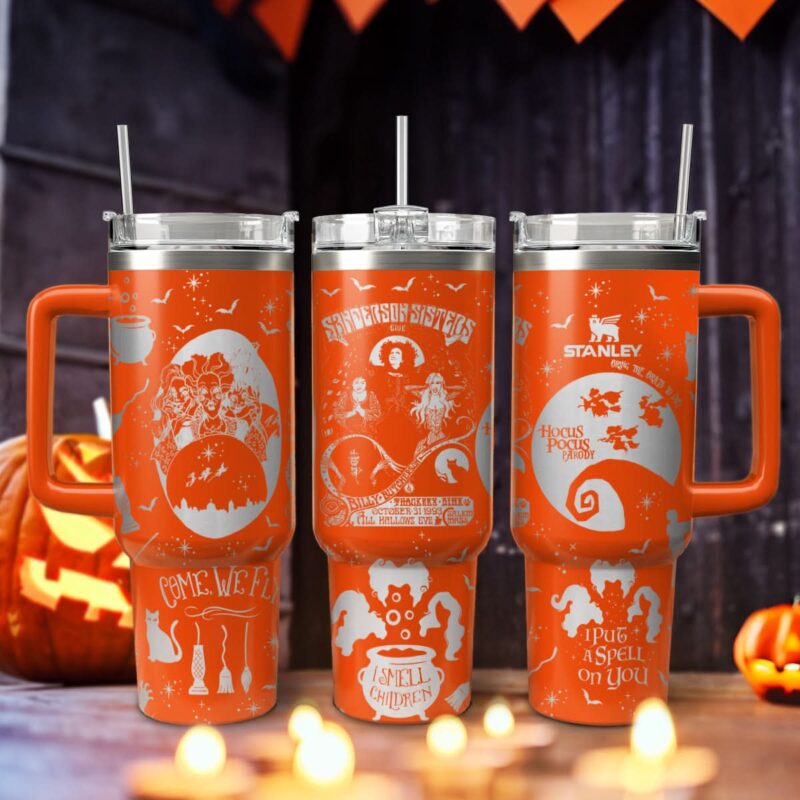 Hocus Pocus Movies Custom Stanley Quencher 40oz Stainless Steel Tumbler With Handle - Threewoofs