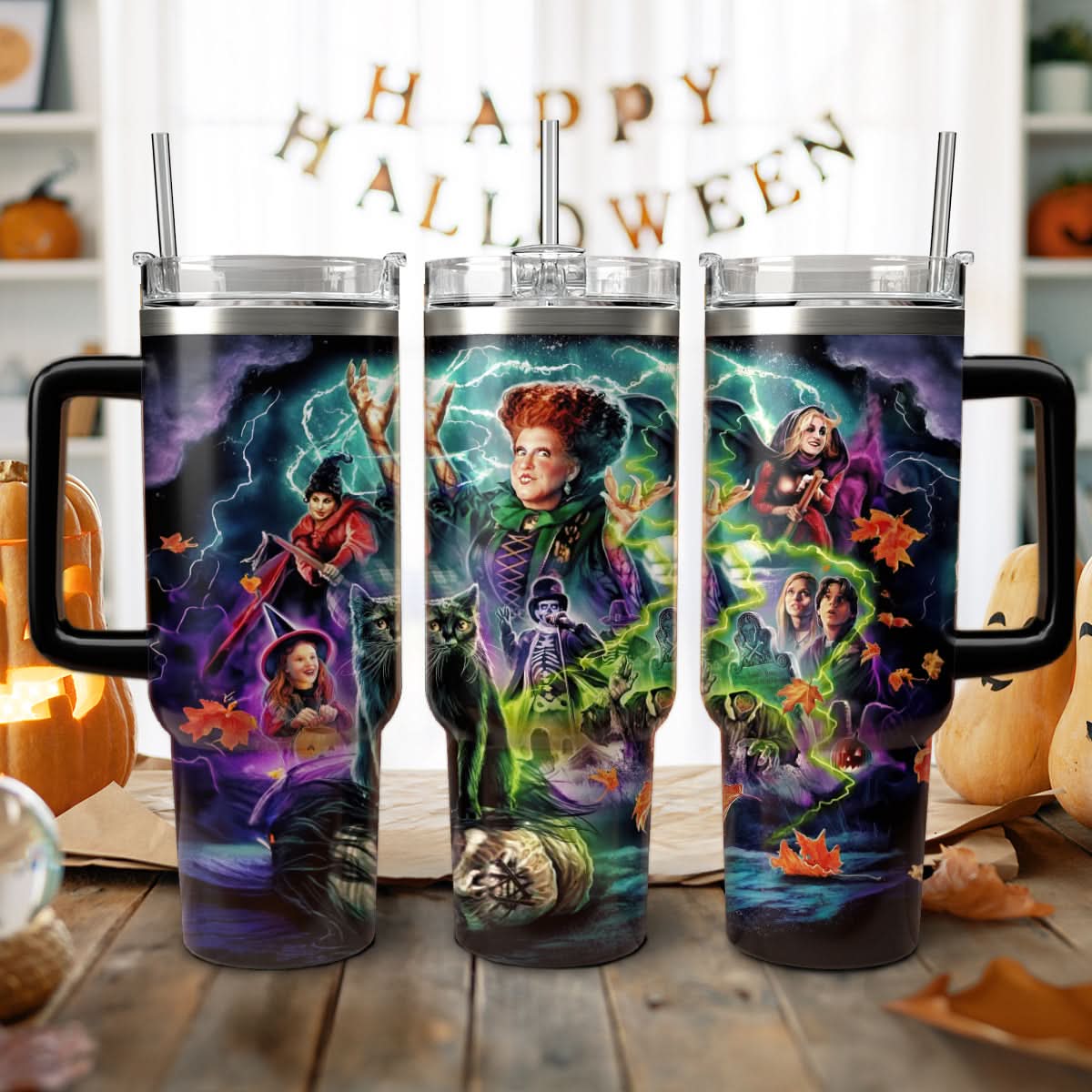 Hocus Pocus Movies Custom Stanley Quencher 40oz Stainless Steel Tumbler With Handle - Threewoofs - Image 2