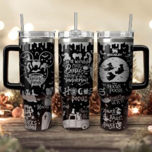 Hocus Pocus Movies Custom Stanley Quencher 40oz Stainless Steel Tumbler With Handle - Threewoofs