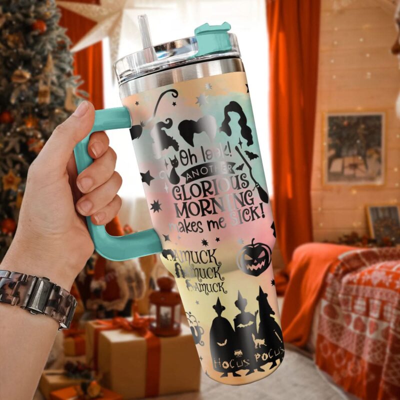 Hocus Pocus Movies Custom Stanley Quencher 40oz Stainless Steel Tumbler With Handle - Threewoofs