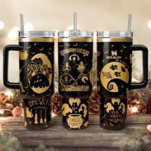 Hocus Pocus Movies Custom Stanley Quencher 40oz Stainless Steel Tumbler With Handle - Threewoofs