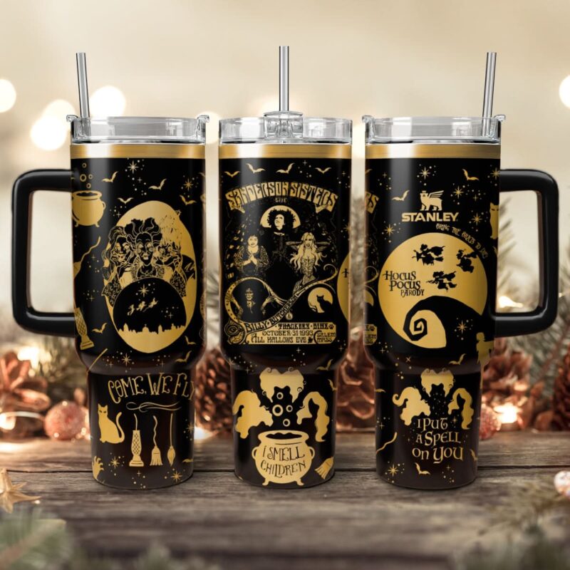 Hocus Pocus Movies Custom Stanley Quencher 40oz Stainless Steel Tumbler With Handle - Threewoofs