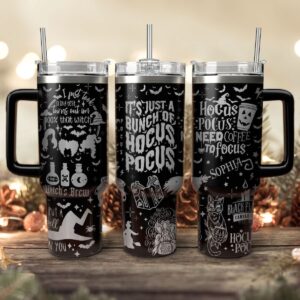 Hocus Pocus Movies Custom Stanley Quencher 40oz Stainless Steel Tumbler With Handle - Threewoofs