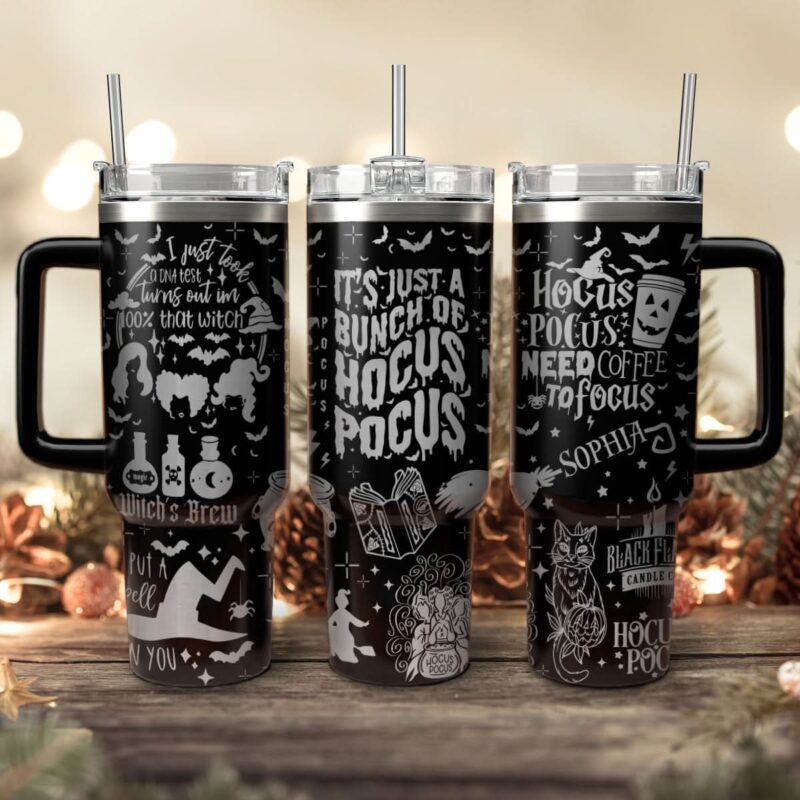 Hocus Pocus Movies Custom Stanley Quencher 40oz Stainless Steel Tumbler With Handle - Threewoofs
