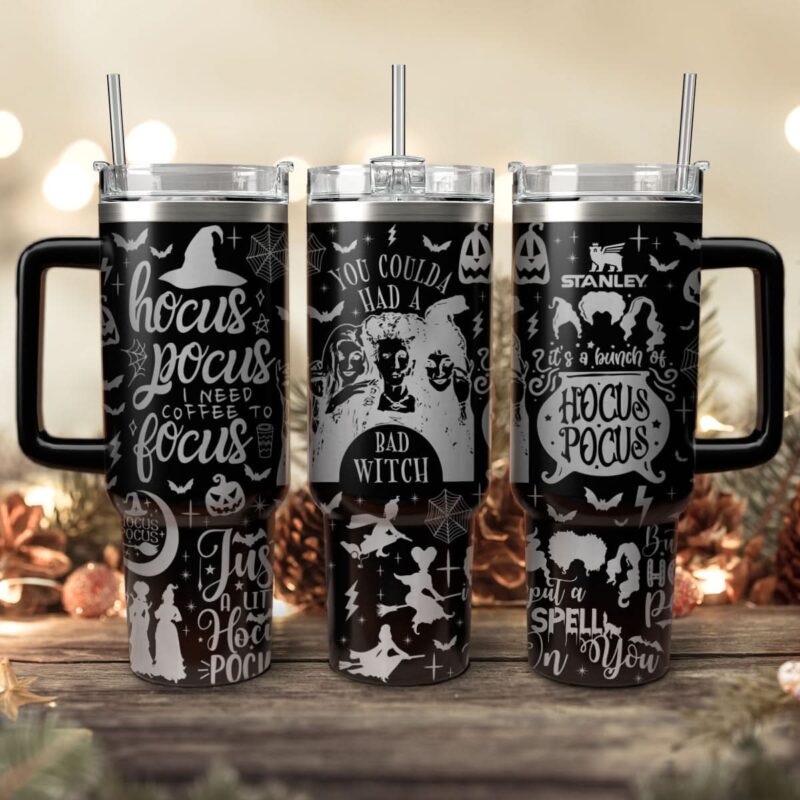Hocus Pocus Movies Custom Stanley Quencher 40oz Stainless Steel Tumbler With Handle - Threewoofs