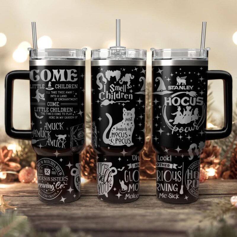 Hocus Pocus Movies Custom Stanley Quencher 40oz Stainless Steel Tumbler With Handle - Threewoofs