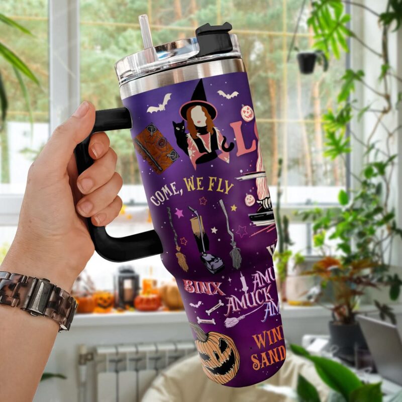 Hocus Pocus Movies Custom Stanley Quencher 40oz Stainless Steel Tumbler With Handle - Threewoofs - Image 4