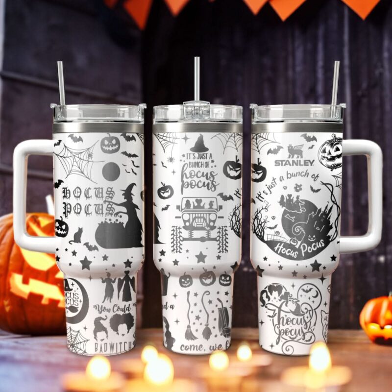 Hocus Pocus Movies Custom Stanley Quencher 40oz Stainless Steel Tumbler With Handle - Threewoofs