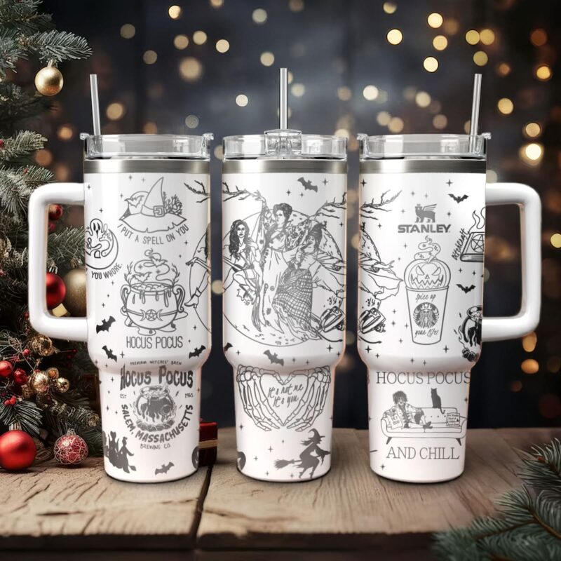 Hocus Pocus Movies Custom Stanley Quencher 40oz Stainless Steel Tumbler With Handle - Threewoofs