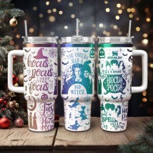 Hocus Pocus Movies Custom Stanley Quencher 40oz Stainless Steel Tumbler With Handle - Threewoofs
