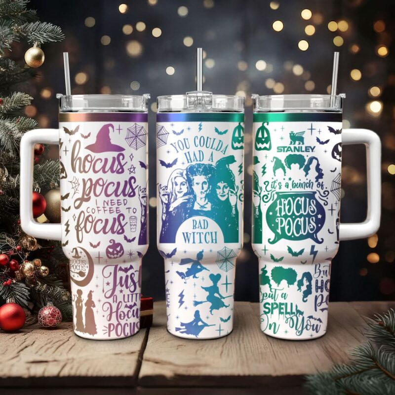 Hocus Pocus Movies Custom Stanley Quencher 40oz Stainless Steel Tumbler With Handle - Threewoofs