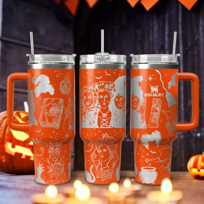 Hocus Pocus Movies Custom Stanley Quencher 40oz Stainless Steel Tumbler With Handle - Threewoofs