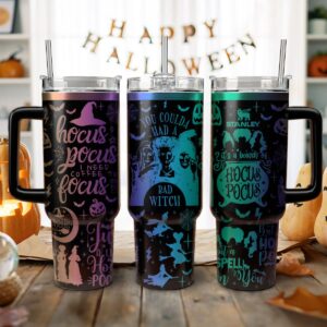 Hocus Pocus Movies Custom Stanley Quencher 40oz Stainless Steel Tumbler With Handle - Threewoofs