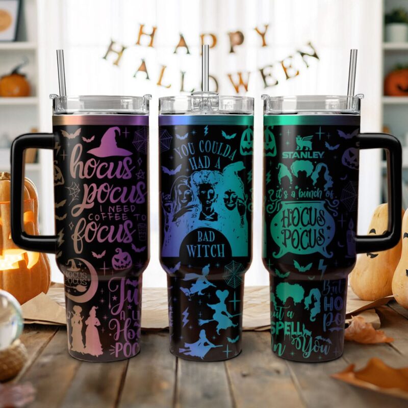 Hocus Pocus Movies Custom Stanley Quencher 40oz Stainless Steel Tumbler With Handle - Threewoofs