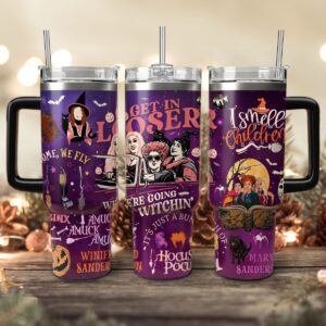Hocus Pocus Movies Custom Stanley Quencher 40oz Stainless Steel Tumbler With Handle - Threewoofs