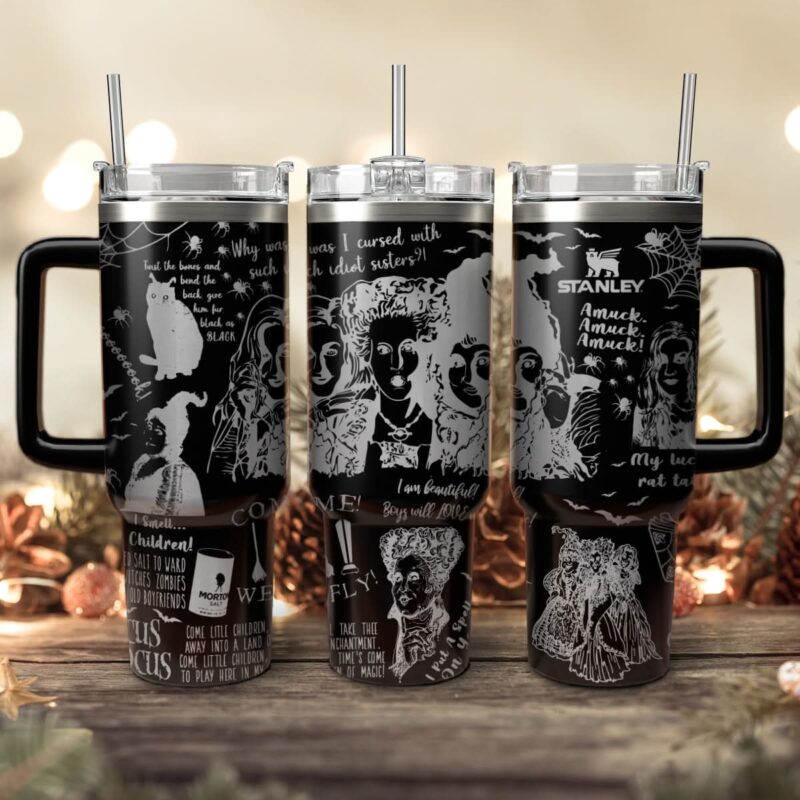 Hocus Pocus Movies Custom Stanley Quencher 40oz Stainless Steel Tumbler With Handle - Threewoofs