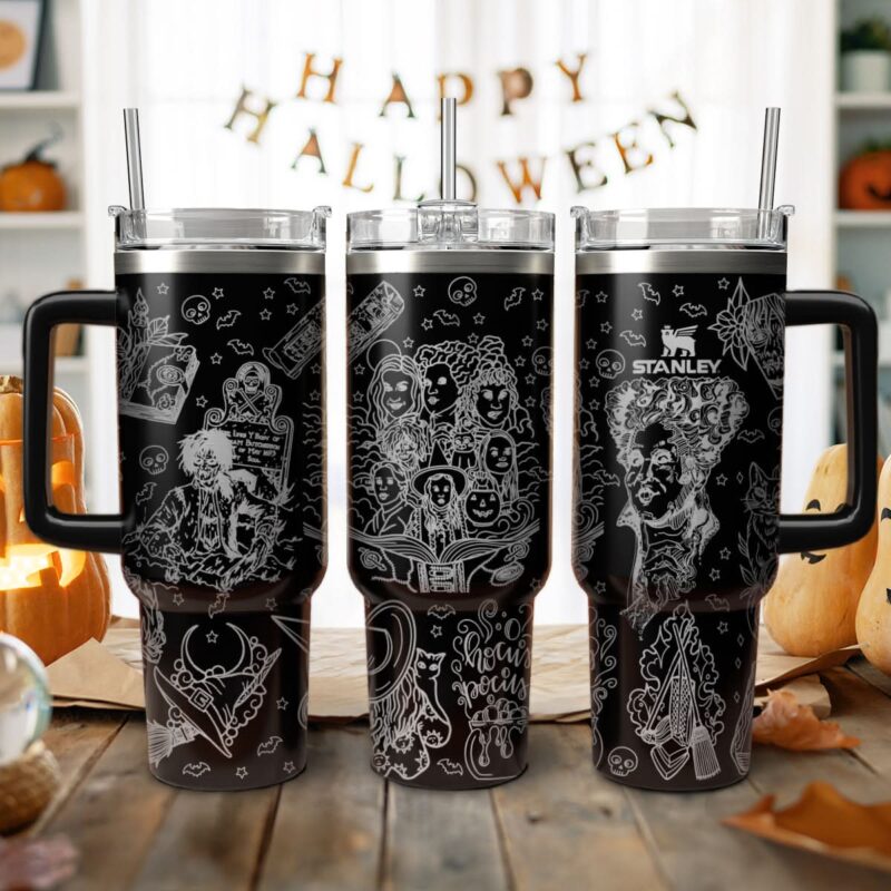 Hocus Pocus Movies Custom Stanley Quencher 40oz Stainless Steel Tumbler With Handle - Threewoofs