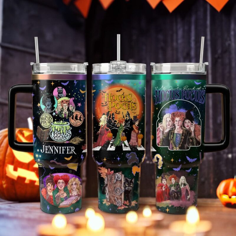 Hocus Pocus Movies Custom Stanley Quencher 40oz Stainless Steel Tumbler With Handle - Threewoofs - Image 2