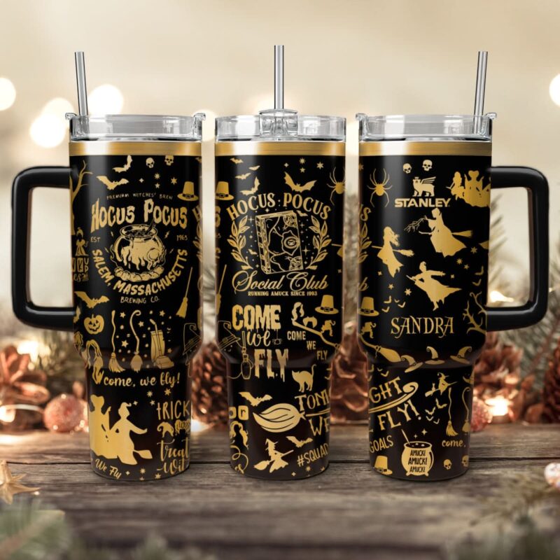 Hocus Pocus Movies Custom Stanley Quencher 40oz Stainless Steel Tumbler With Handle - Threewoofs