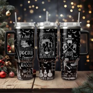 Hocus Pocus Movies Custom Stanley Quencher 40oz Stainless Steel Tumbler With Handle - Threewoofs
