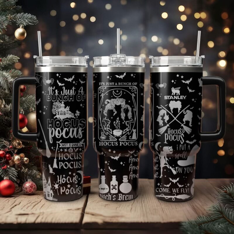 Hocus Pocus Movies Custom Stanley Quencher 40oz Stainless Steel Tumbler With Handle - Threewoofs