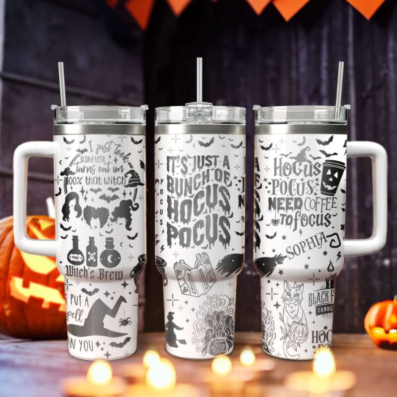 Hocus Pocus Movies Custom Stanley Quencher 40oz Stainless Steel Tumbler With Handle - Threewoofs