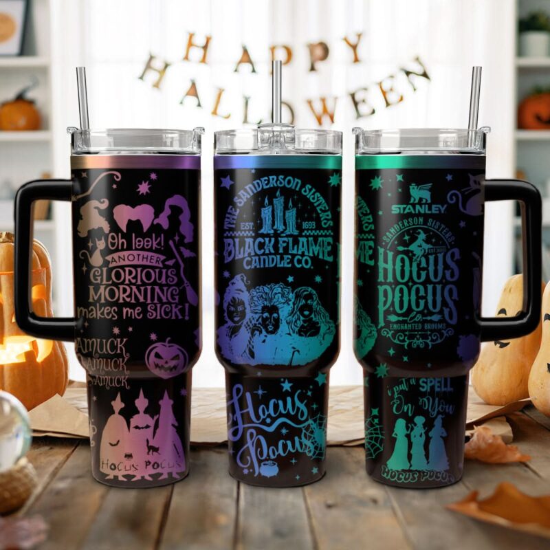 Hocus Pocus Movies Custom Stanley Quencher 40oz Stainless Steel Tumbler With Handle - Threewoofs