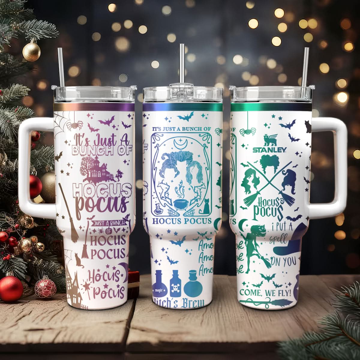 Hocus Pocus Movies Custom Stanley Quencher 40oz Stainless Steel Tumbler With Handle - Threewoofs