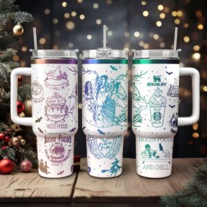 Hocus Pocus Movies Custom Stanley Quencher 40oz Stainless Steel Tumbler With Handle - Threewoofs
