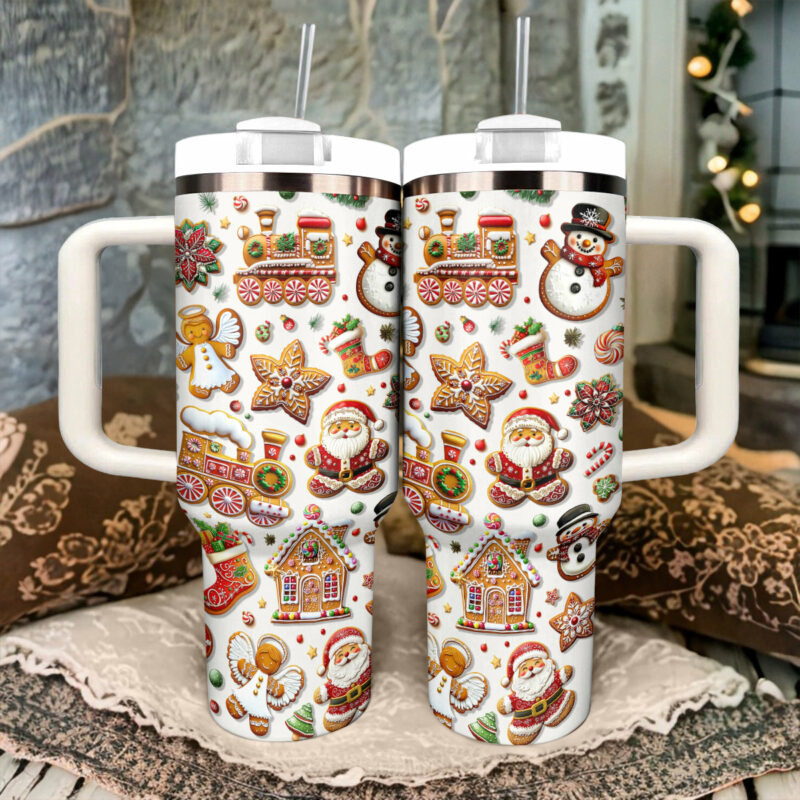 Holiday Cookie Magic Christmas Custom Stanley Quencher 40oz Stainless Steel Tumbler With Handle - Threewoofs - Image 2