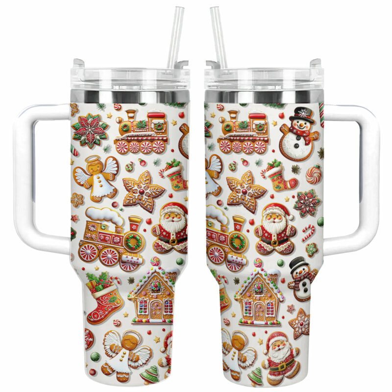 Holiday Cookie Magic Christmas Custom Stanley Quencher 40oz Stainless Steel Tumbler With Handle - Threewoofs