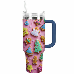 Holiday Cookies Trees Custom Stanley Quencher 40oz Stainless Steel Tumbler With Handle - Threewoofs