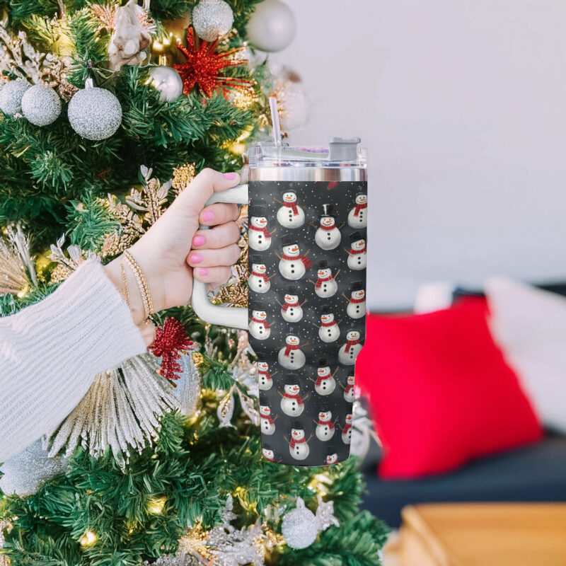 Holiday Hugs Snowman Christmas Custom Stanley Quencher 40oz Stainless Steel Tumbler With Handle - Threewoofs - Image 2