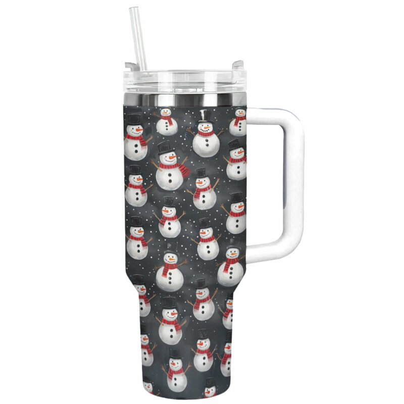 Holiday Hugs Snowman Christmas Custom Stanley Quencher 40oz Stainless Steel Tumbler With Handle - Threewoofs
