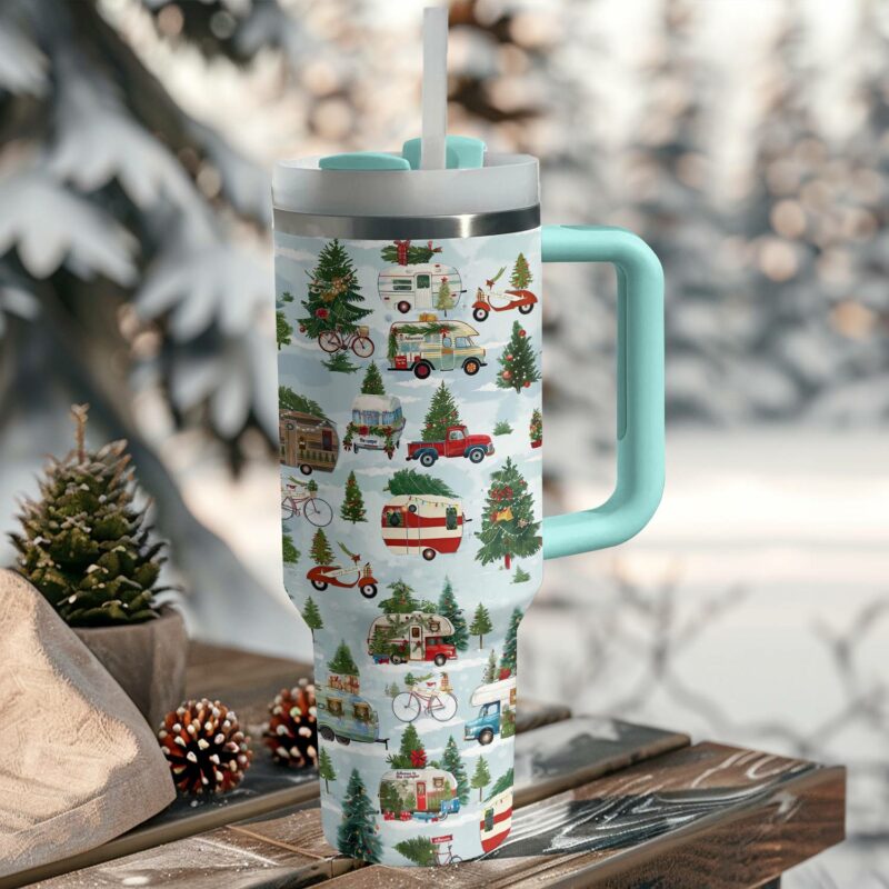 Holiday Journey Christmas Custom Stanley Quencher 40oz Stainless Steel Tumbler With Handle - Threewoofs - Image 3