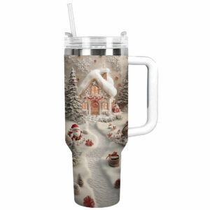 Holiday Lights Christmas Custom Stanley Quencher 40oz Stainless Steel Tumbler With Handle - Threewoofs