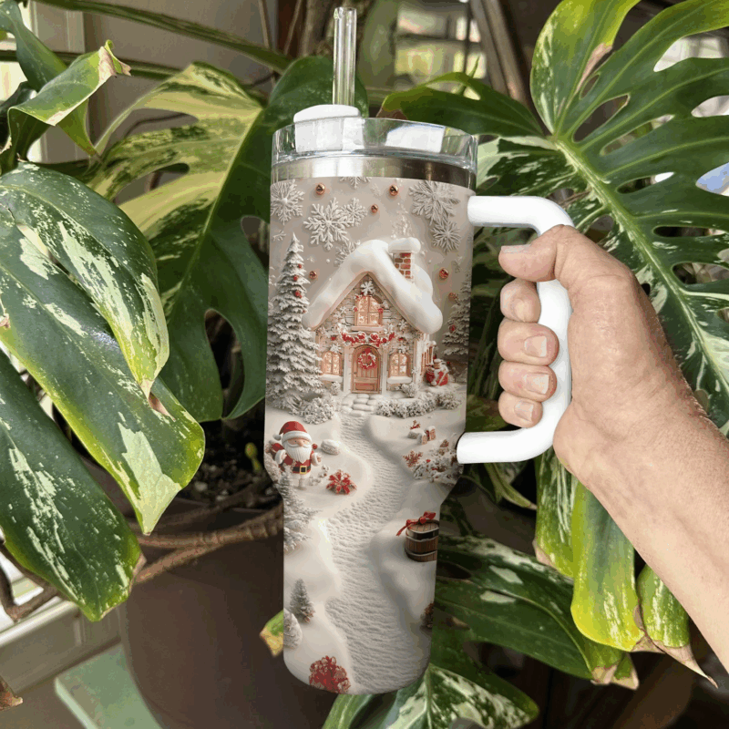 Holiday Lights Christmas Custom Stanley Quencher 40oz Stainless Steel Tumbler With Handle - Threewoofs - Image 2