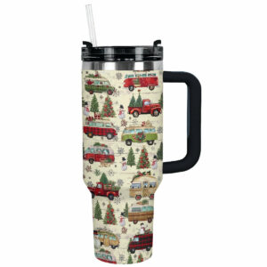Holiday Road Trip Christmas Custom Stanley Quencher 40oz Stainless Steel Tumbler With Handle - Threewoofs